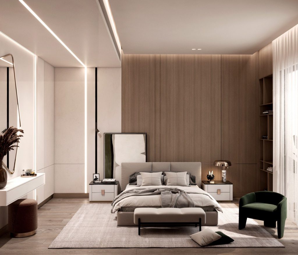 Modern Master Bedroom Design in Dubai Hills | Luxury Suite